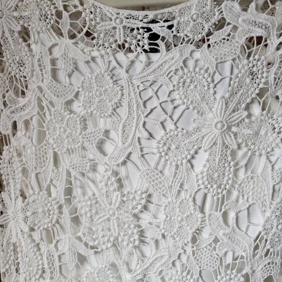 NWT RALPH LAUREN KNEE LENGTH EXCLUSIVE WINTER WHITE CROCHETED COTTON DRESS SMALL - Picture 5 of 14